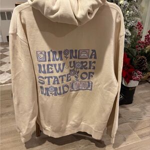 Local's Only Cream Hoodie with Graphic Print - NY State of Mind - L worn 1x